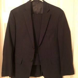 Jos a bank tailored fit navy pinstripe suit 37s